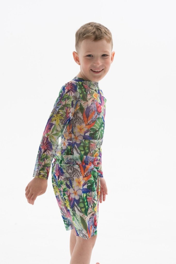 sku: 23002438 | Brand: RoDaSoleil  | Size: 104 110 116 122 128 134 140 146  | Colors: Цветной  | Бренды RoDaSoleil | Детские купальники | Title: Футболка ГЕПАРДЫ