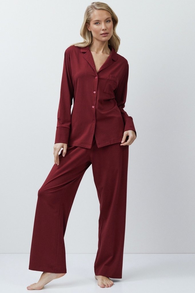 sku: CADANCE BURGUNDY | Brand: Aruelle  | Size: XSmall Small Medium Large XLarge XXLarge  | Colors: Бургундское вино  | Бренды Aruelle | Домашняя одежда Пижамы | Title: Пижама с брюками CADANCE BURGUNDY