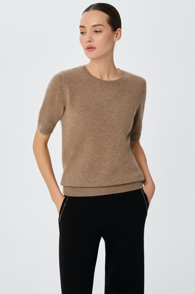 sku: W25-00CH1508 | Brand: Marc Andre  | Size: 36 38 40 42 44 46  | Colors: Коричневый  | Бренды Marc&Andre | Кашемир Джемперы | Title: Джемпер с коротким рукавом DAILY DELIGHT