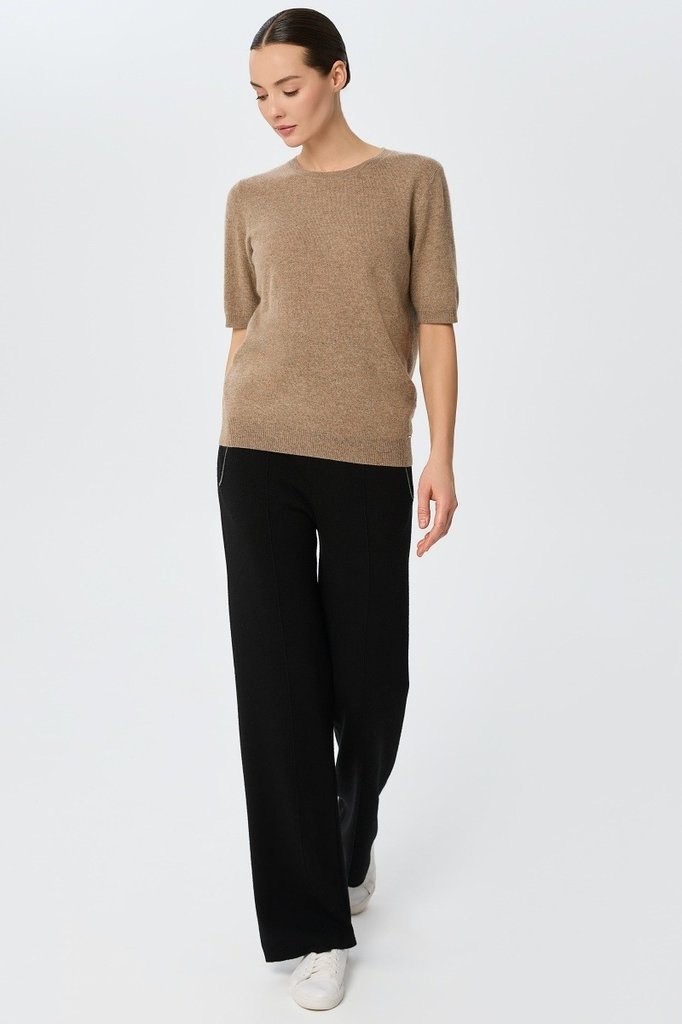 sku: W25-00CH1508 | Brand: Marc Andre  | Size: 36 38 40 42 44 46  | Colors: Коричневый  | Бренды Marc&Andre | Кашемир Джемперы | Title: Джемпер с коротким рукавом DAILY DELIGHT
