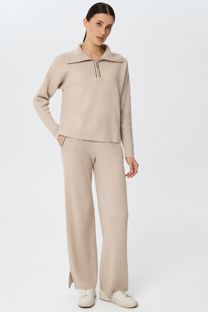 sku: W25-00CH0423 | Brand: Marc Andre  | Size: 36 38 40 42 44 46  | Colors: Бежевый  | Бренды Marc&Andre | Кашемир Джемперы | Title: Свитер с воротником на молнии QUITE MOTION