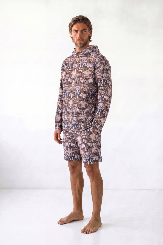 sku: 26003214 | Brand: RoDaSoleil  | Size: Small Medium Large XLarge XXLarge  | Colors: Цветной  | Бренды RoDaSoleil | Мужская коллекция Пляжная одежда | Title: Футболка СРЕДНЕВЕКОВЬЕ Коричневый с капюшоном