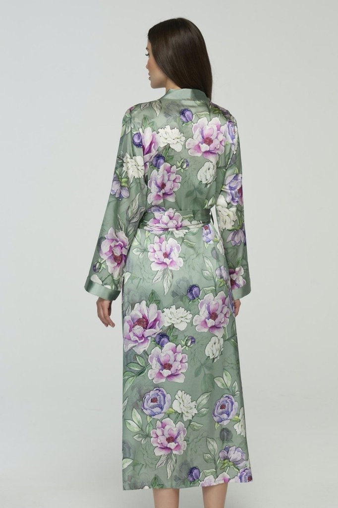 sku: S23-00SS101-L | Brand: Marc Andre  | Size: 36 38 40 42 44 46  | Colors: Зеленый/Розовый  | Бренды Marc&Andre | Домашняя одежда Халаты | Title: Халат SILK PEONY