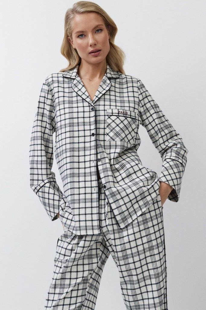 sku: TERRA | Brand: Aruelle  | Size: XSmall Small Medium Large XLarge XXLarge  | Colors: Бежевый/Черный  | Бренды Aruelle | Домашняя одежда Пижамы | Title: Пижама с брюками TERRA