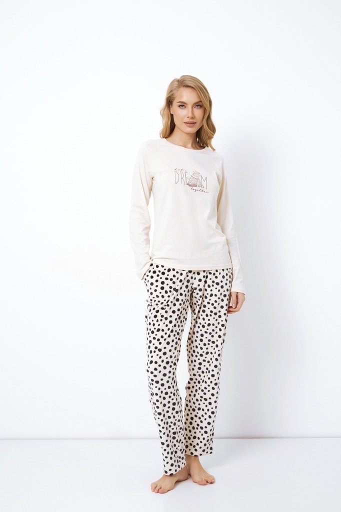 sku: GINGER | Brand: Aruelle  | Size: XSmall Small Medium Large XLarge XXLarge  | Colors: Бежевый/Черный  | Бренды Aruelle | Домашняя одежда Пижамы | Title: Пижама с брюками GINGER