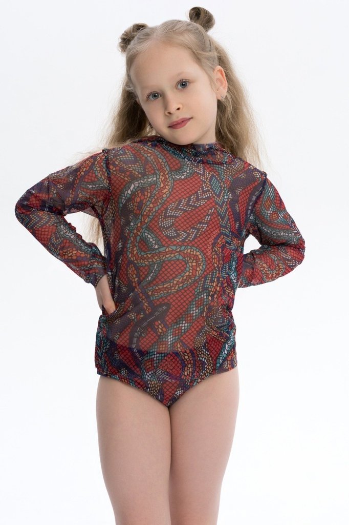 sku: 25002574 | Brand: RoDaSoleil  | Size: 104 110 116 122 128 134 140 146 152 158  | Colors: Цветной  | Бренды RoDaSoleil | Детские купальники | Title: Футболка ЗМЕИ МОЗАИКА с капюшоном