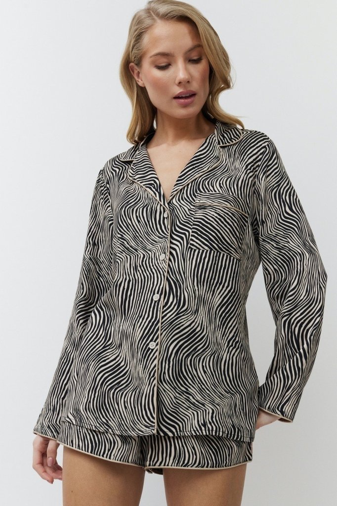 sku: LINNA | Brand: Aruelle  | Size: XSmall Small Medium Large XLarge XXLarge  | Colors: Черный/Мокка  | Бренды Aruelle | Домашняя одежда Пижамы | Title: Пижама с шортами LINNA