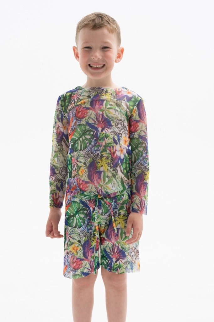 sku: 23002438 | Brand: RoDaSoleil  | Size: 104 110 116 122 128 134 140 146  | Colors: Цветной  | Бренды RoDaSoleil | Детские купальники | Title: Футболка ГЕПАРДЫ
