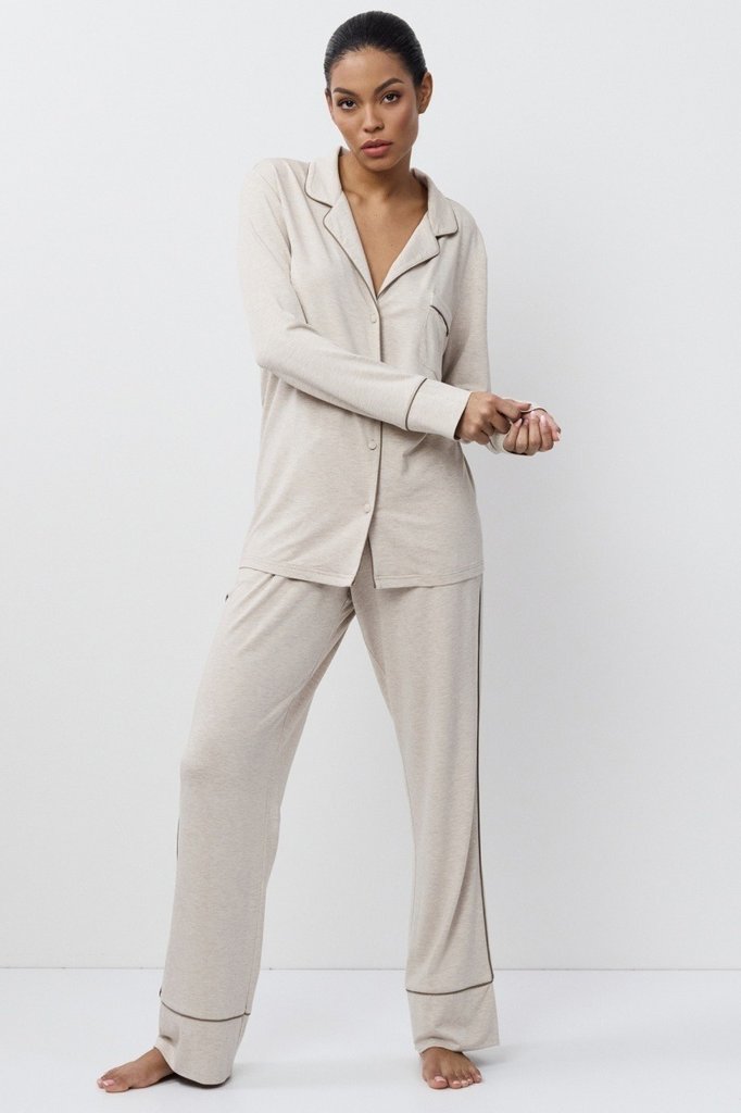 sku: KARINE | Brand: Aruelle  | Size: XSmall Small Medium Large XLarge XXLarge  | Colors: Светло-бежевый  | Бренды Aruelle | Домашняя одежда Пижамы | Title: Пижама с брюками KARINE