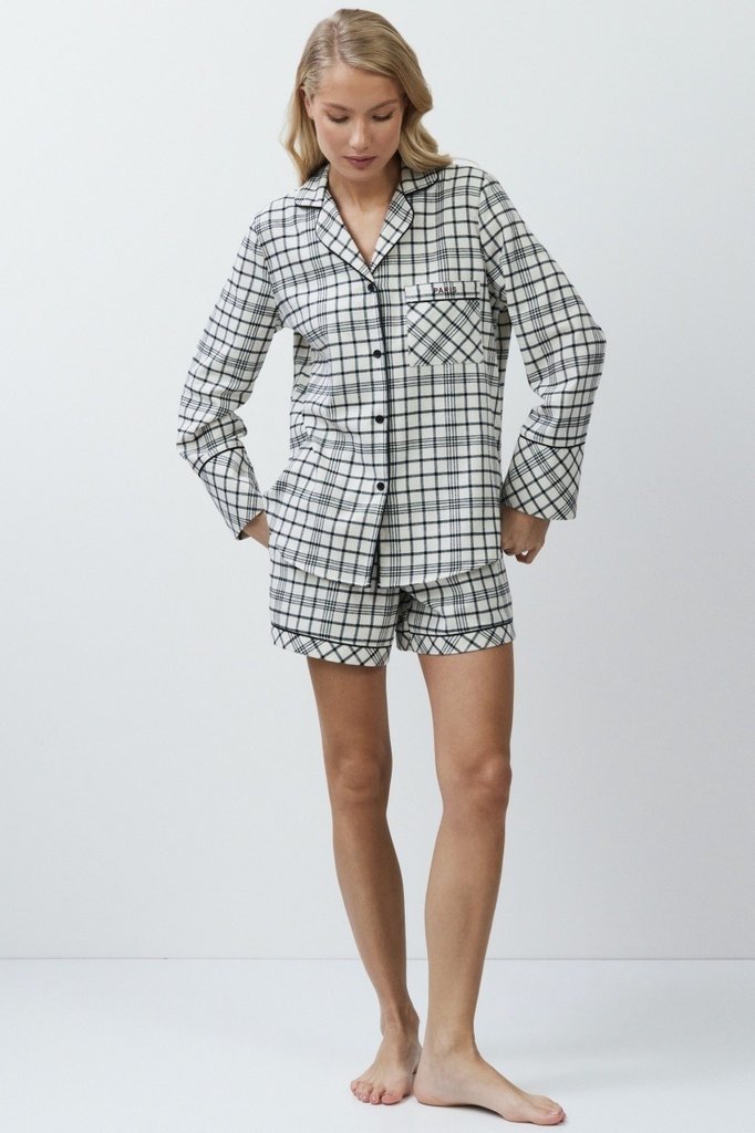 sku: TERRA | Brand: Aruelle  | Size: XSmall Small Medium Large XLarge XXLarge  | Colors: Бежевый/Черный  | Бренды Aruelle | Домашняя одежда Пижамы | Title: Пижама с шортами TERRA