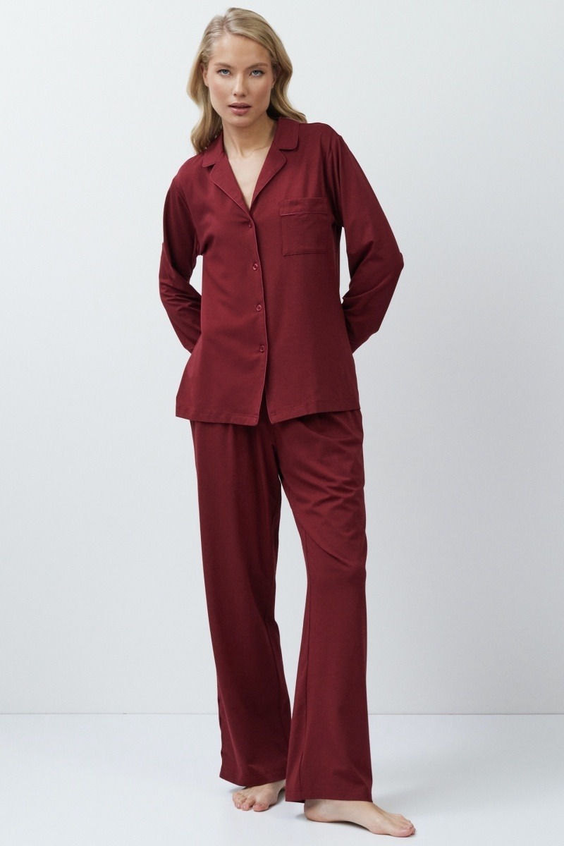 sku: CADANCE BURGUNDY | Brand: Aruelle  | Size: XSmall Small Medium Large XLarge XXLarge  | Colors: Бургундское вино  | Бренды Aruelle | Домашняя одежда Пижамы | Title: Пижама с брюками CADANCE BURGUNDY